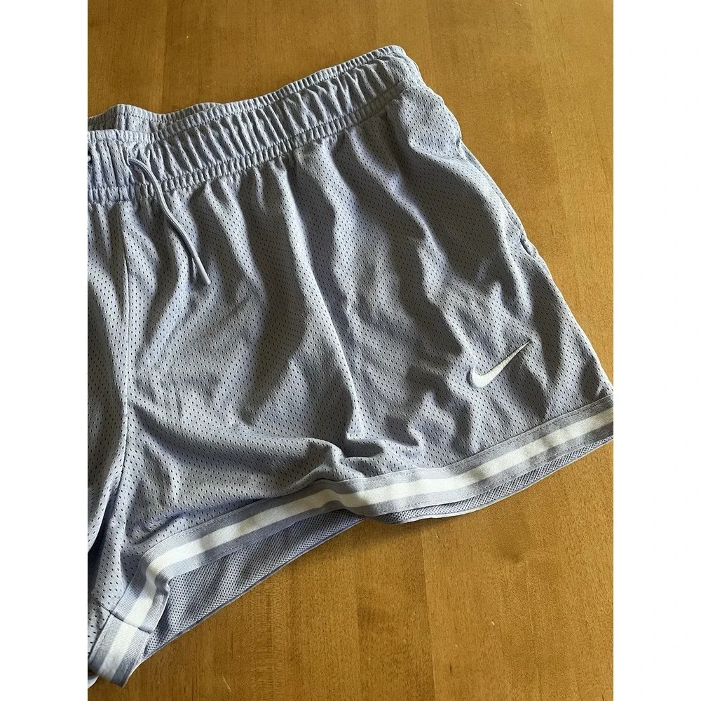 Nike Sportswear Essentials Mesh‎ Mid-Rise Shorts Blue Gray Women's XL Drawstring